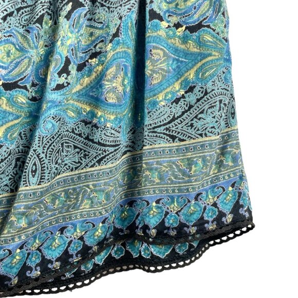 Angie Blue and Green High Waist Shorts - Picture 4 of 5